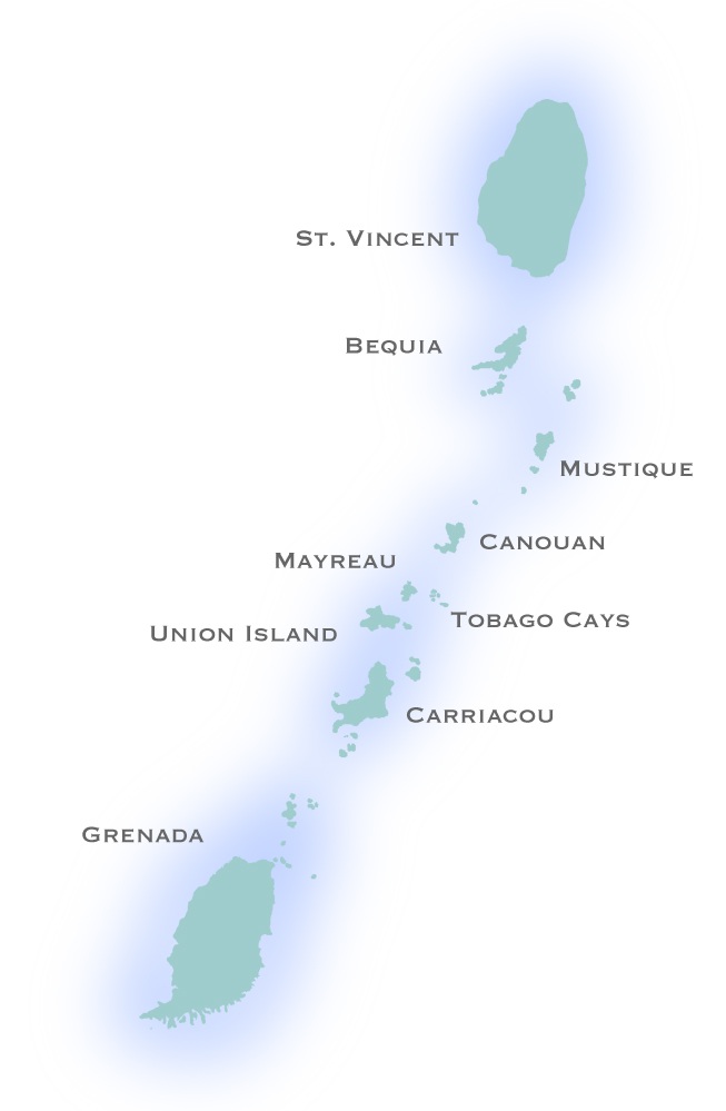Map of Saint Vincent & the Grenadines & Grenada